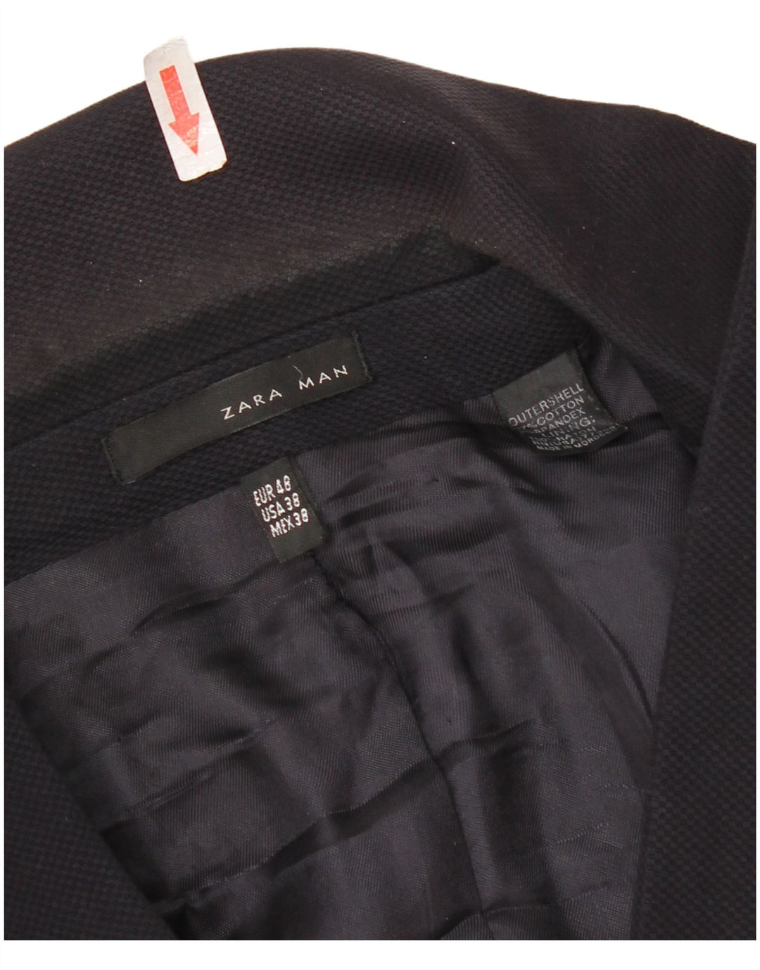 Jaqueta blazer masculina Zara com 2 botões EU 48 algodão azul marinho médio