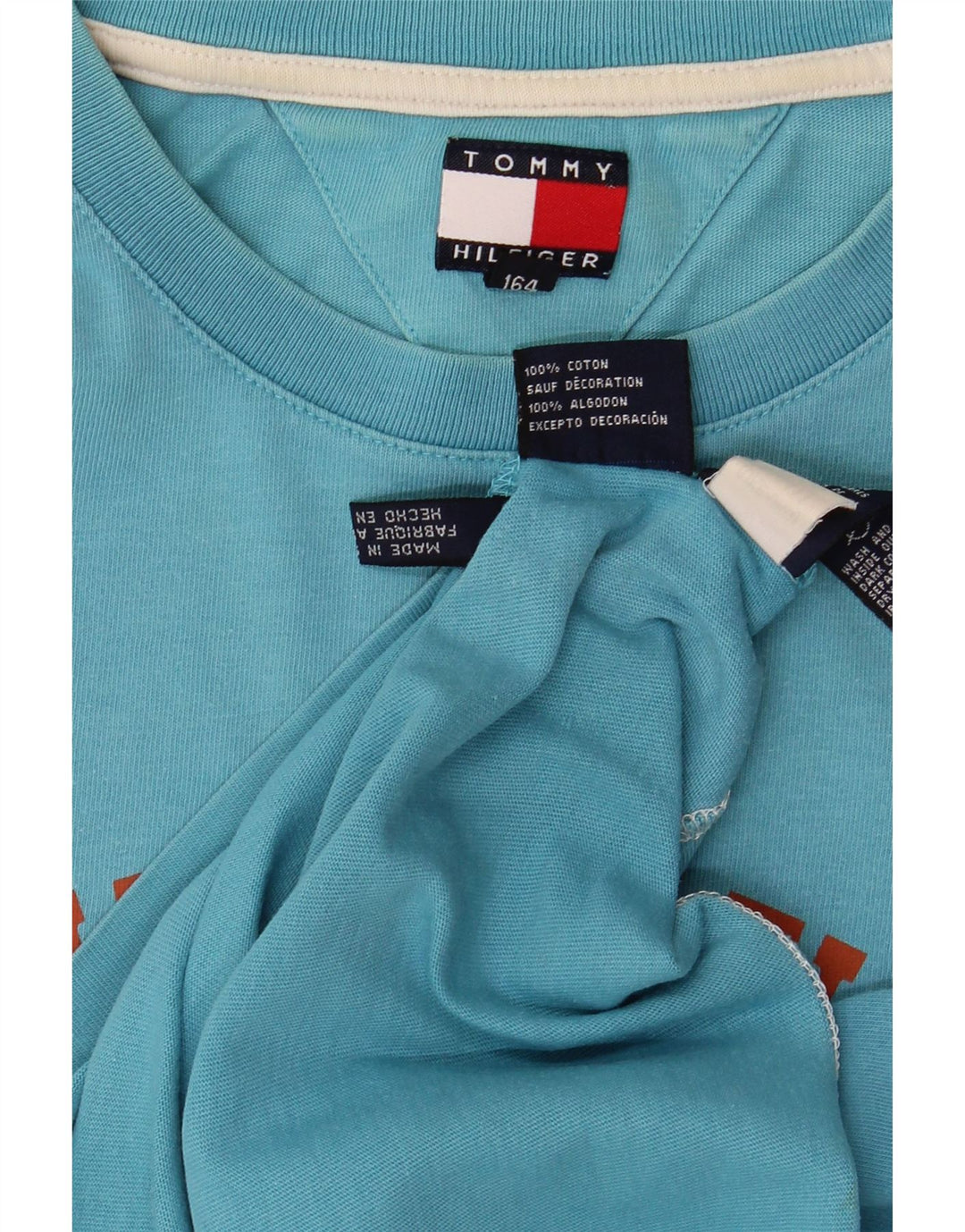 TOMMY HILFIGER Camiseta gráfica masculina 13-14 anos algodão azul