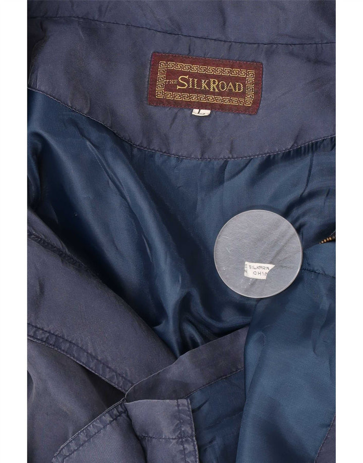 Jaqueta utilitária masculina vintage UK 40 grande seda azul marinho