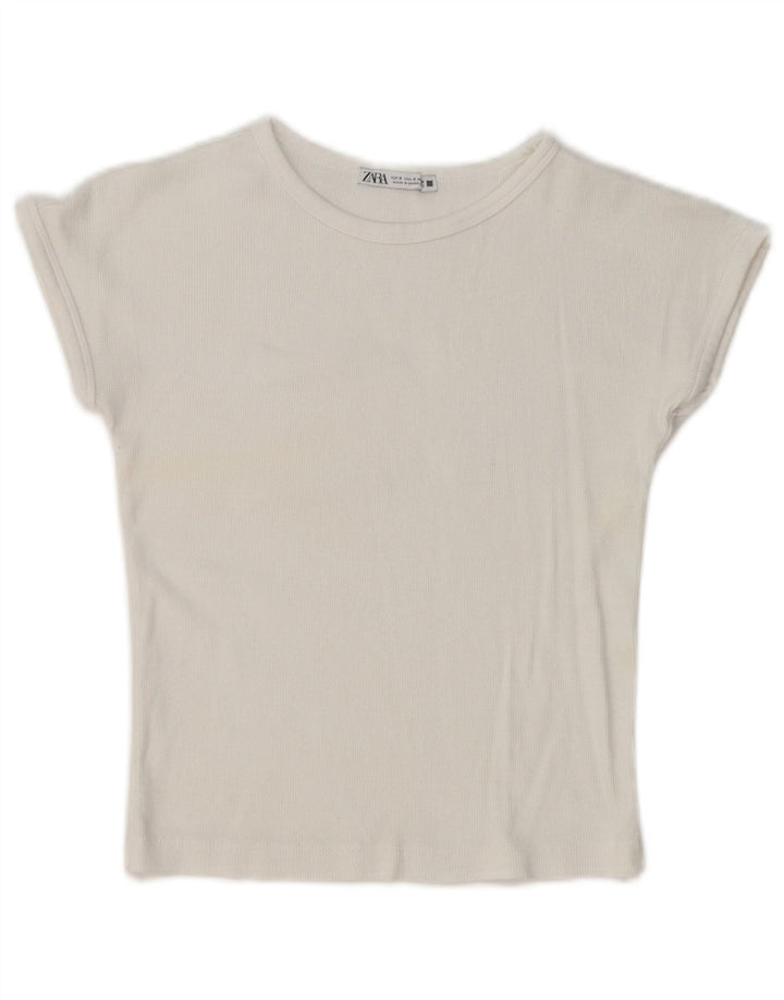Camiseta feminina Zara Top UK 10 pequena branca