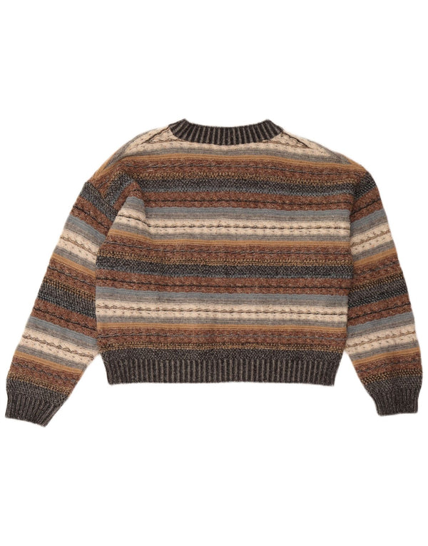 Stefanel Womens V-Neck Jumper Sweater UK 14 Large Multicoloured Striped