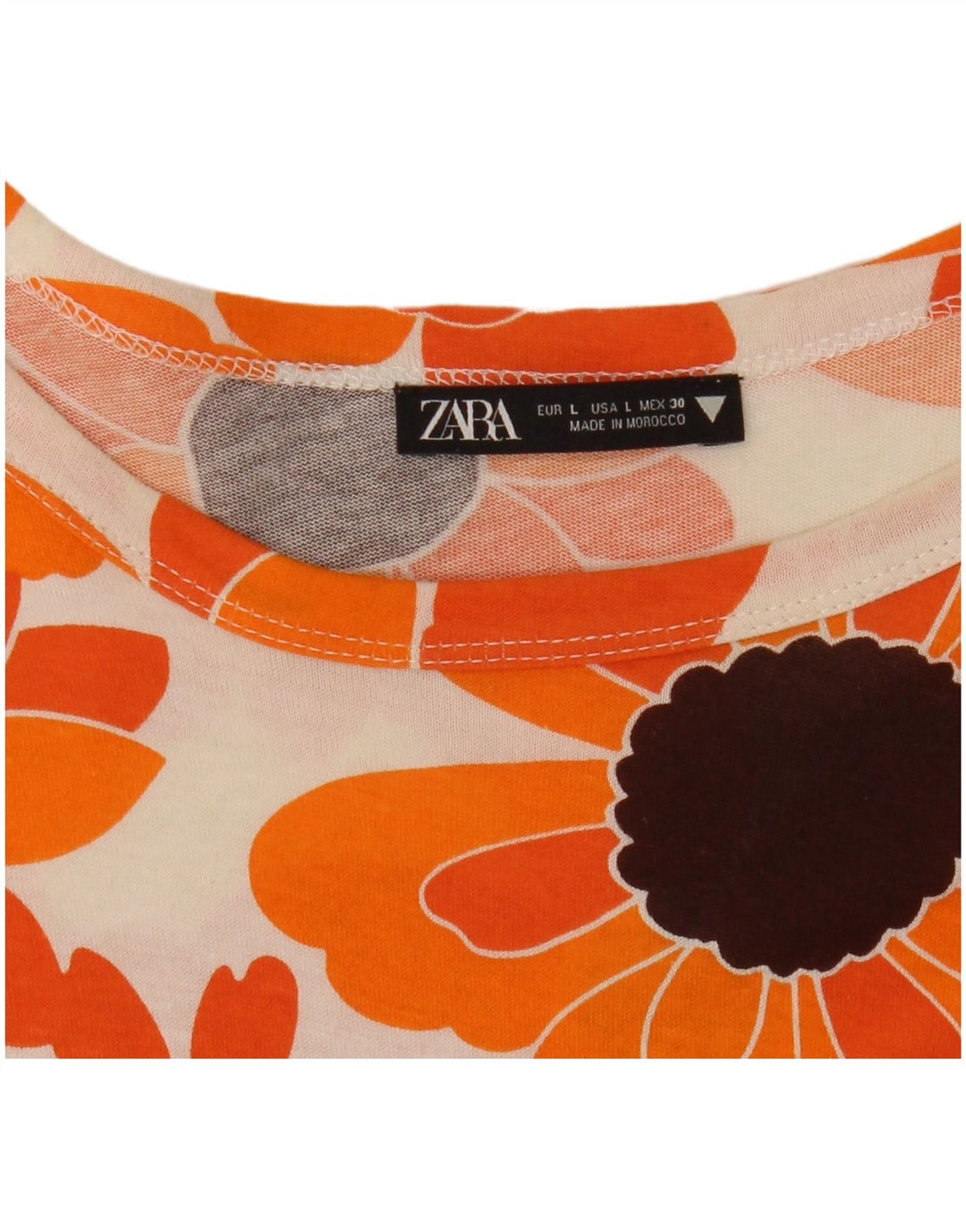 Camiseta feminina ZARA UK 16 grande laranja floral