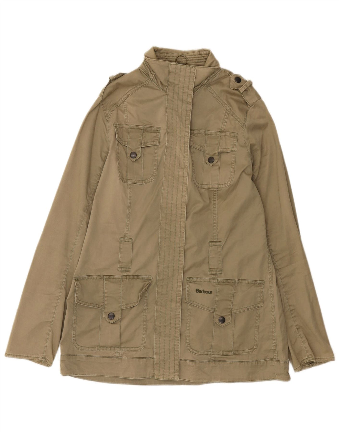 Jaqueta militar feminina Barbour UK 10 algodão cáqui pequeno