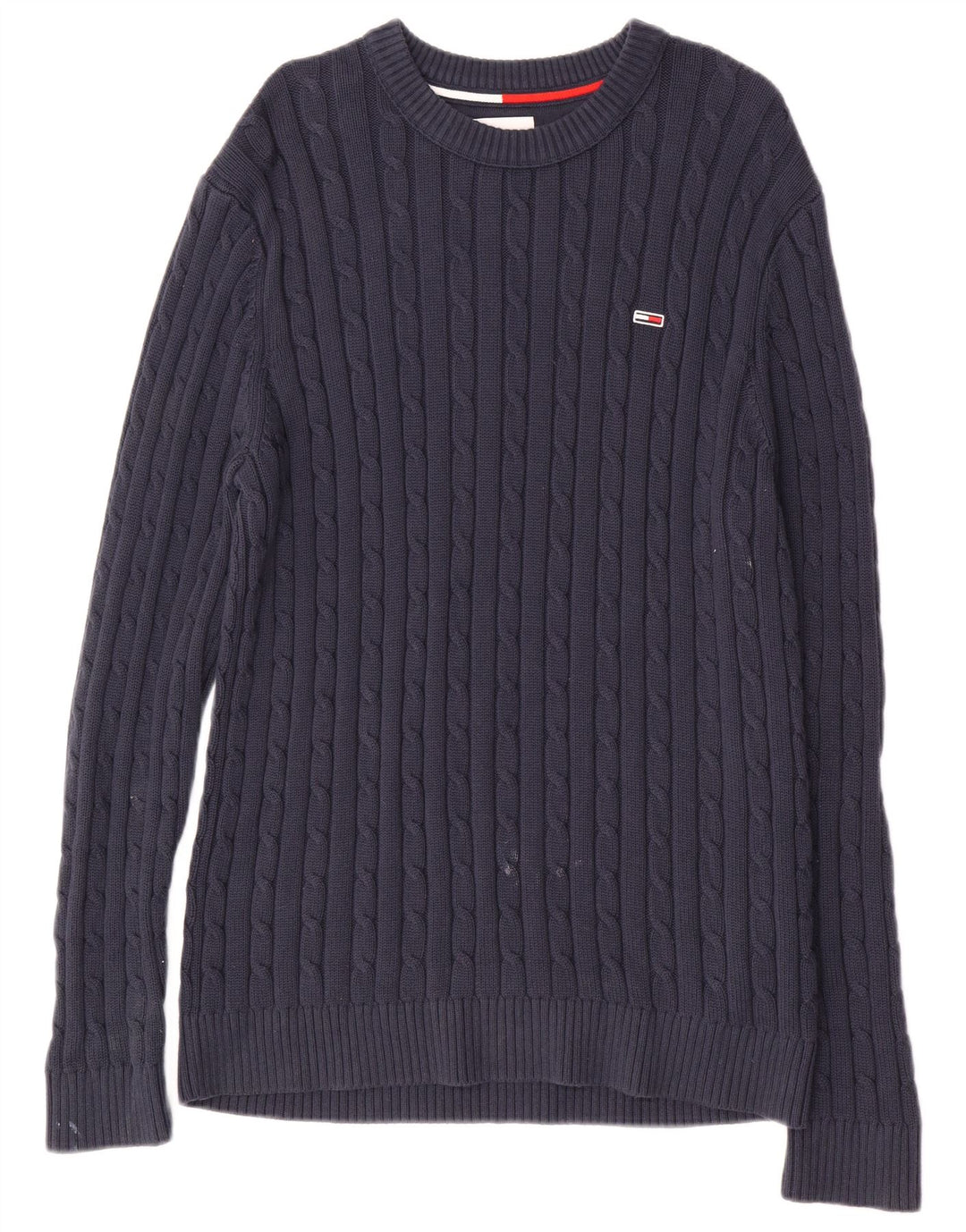 TOMMY HILFIGER Suéter masculino com gola redonda e gola redonda médio azul marinho