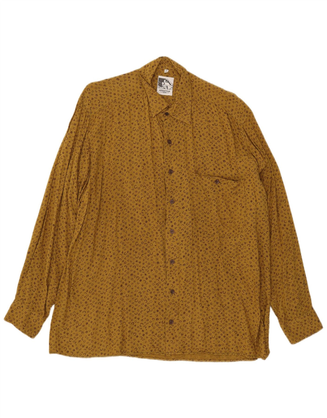 Camisa masculina Eterna com padrão abstrato tamanho 41 16 grande amarelo