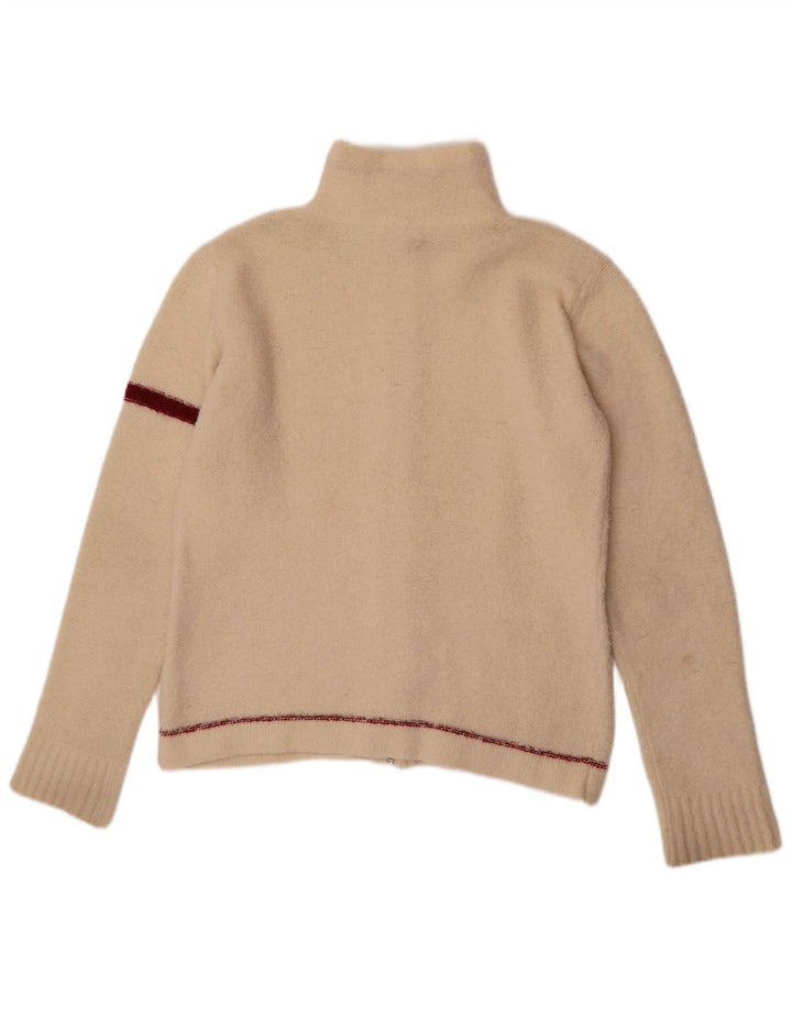 Suéter cardigã feminino Murphy & Nye UK 14 médio off white colorblock