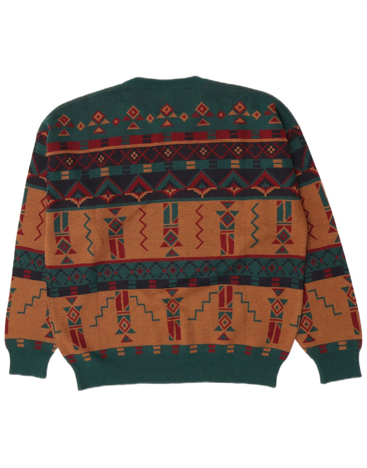 Suéter masculino White Sails com gola redonda grande geométrico multicolorido