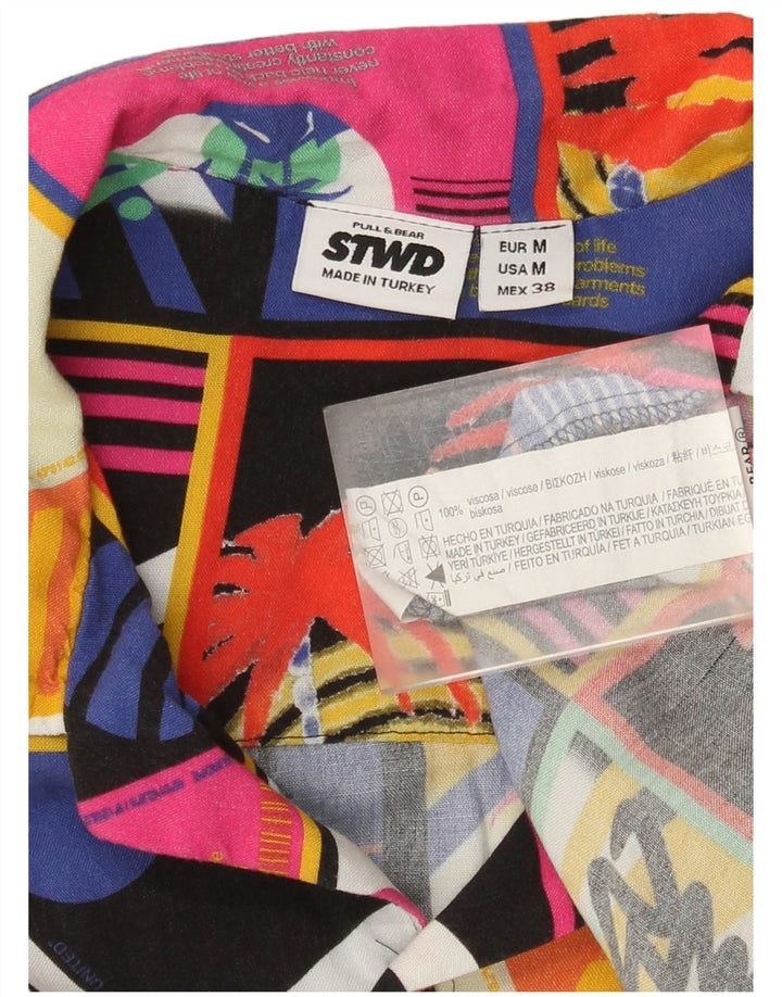 Camisa gráfica masculina STWD da Pull & Bear, média, multicolorida, patchwork havaiano