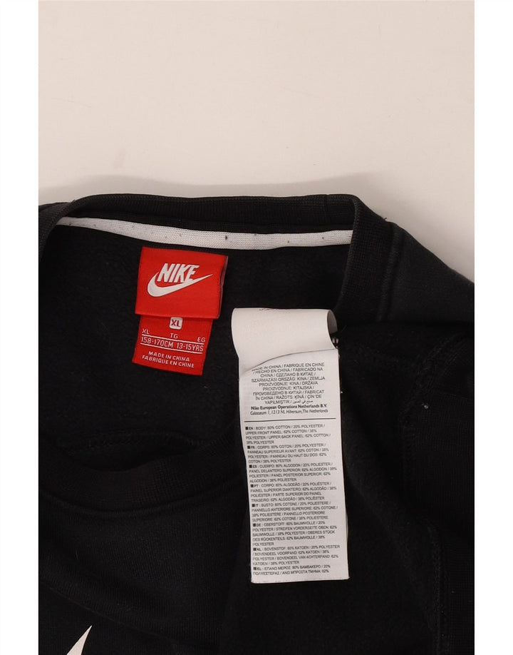 NIKE Boys Graphic Sweatshirt Jumper 13-14 Anos XL Preto Algodão