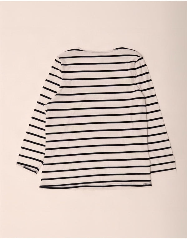 Top feminino Marks & Spencer manga 3/4 Reino Unido 18 XL algodão listrado branco