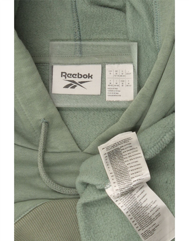 Suéter Reebok feminino crop assimétrico com capuz UK 12/14 algodão verde médio