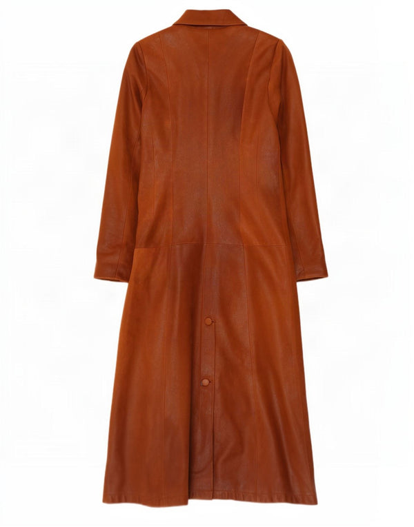 Casaco de couro feminino vintage UK 12 marrom médio