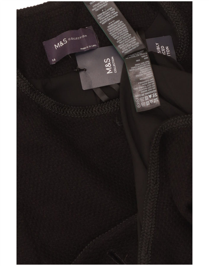 Jaqueta blazer feminina de 5 botões Marks & Spencer Reino Unido 14 grande algodão preto