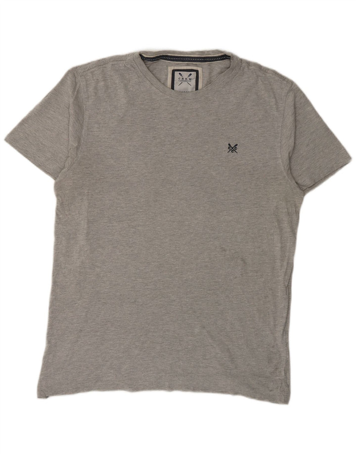 Camiseta masculina Crew Clothing Top grande algodão cinza