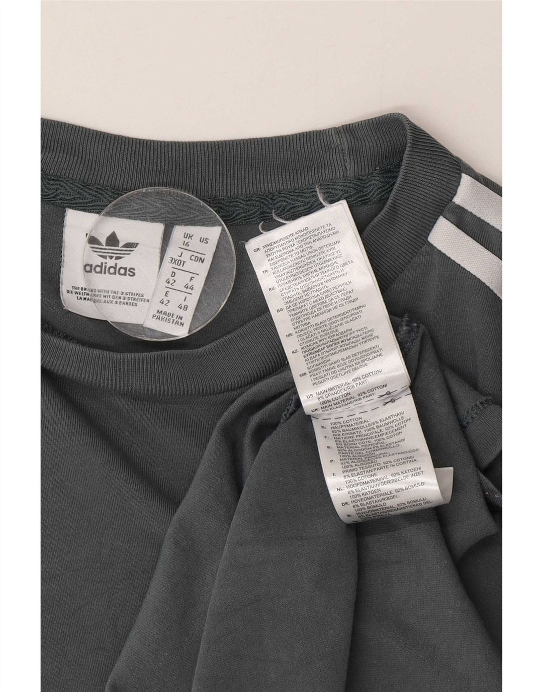 Top feminino Adidas manga comprida UK 16 grande algodão cinza