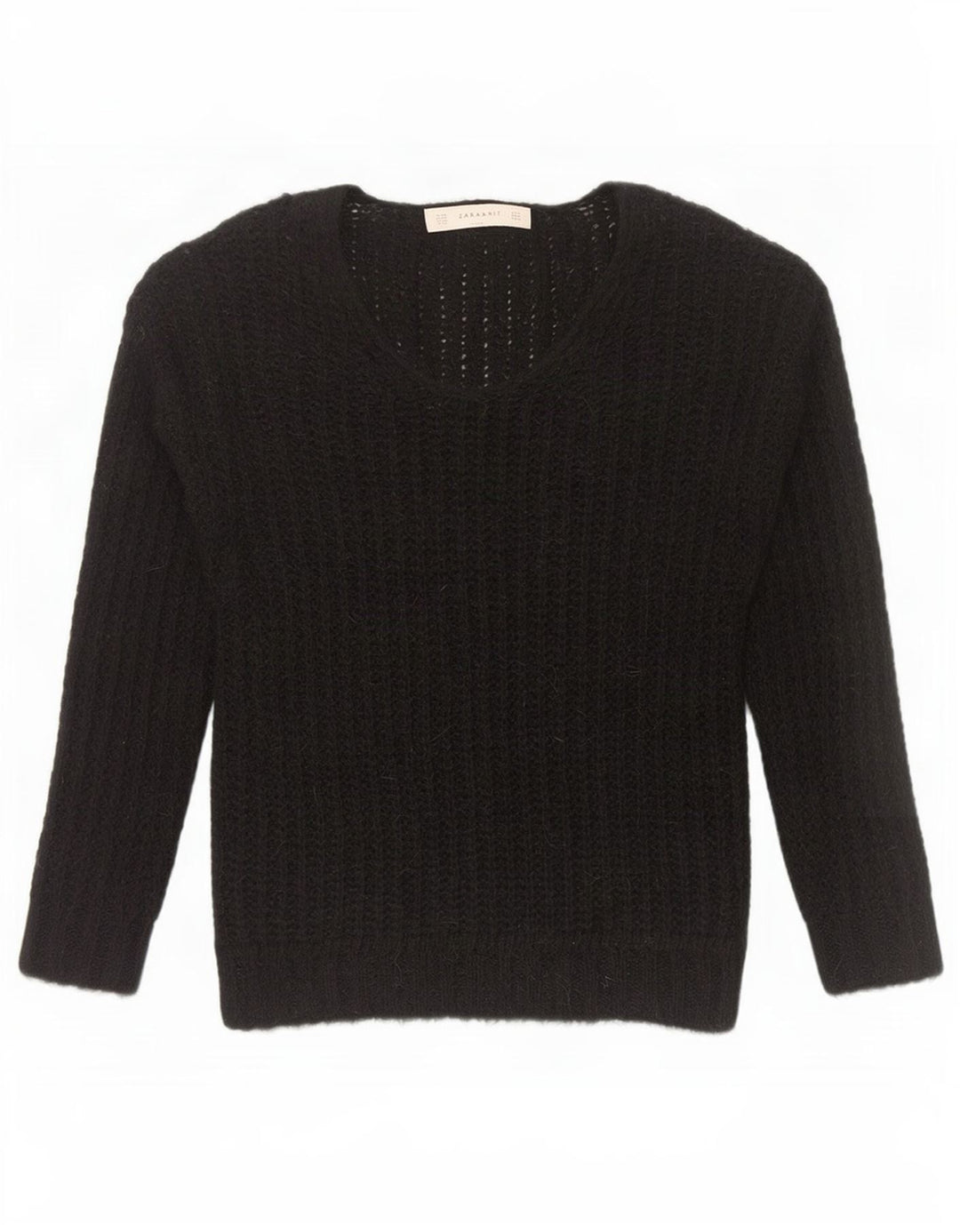 Suéter feminino Zara com decote em V Reino Unido 14 acrílico preto médio