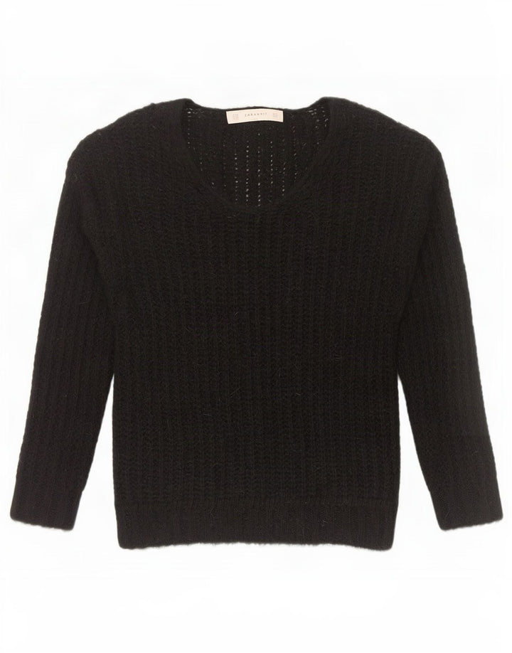 Suéter feminino Zara com decote em V Reino Unido 14 acrílico preto médio