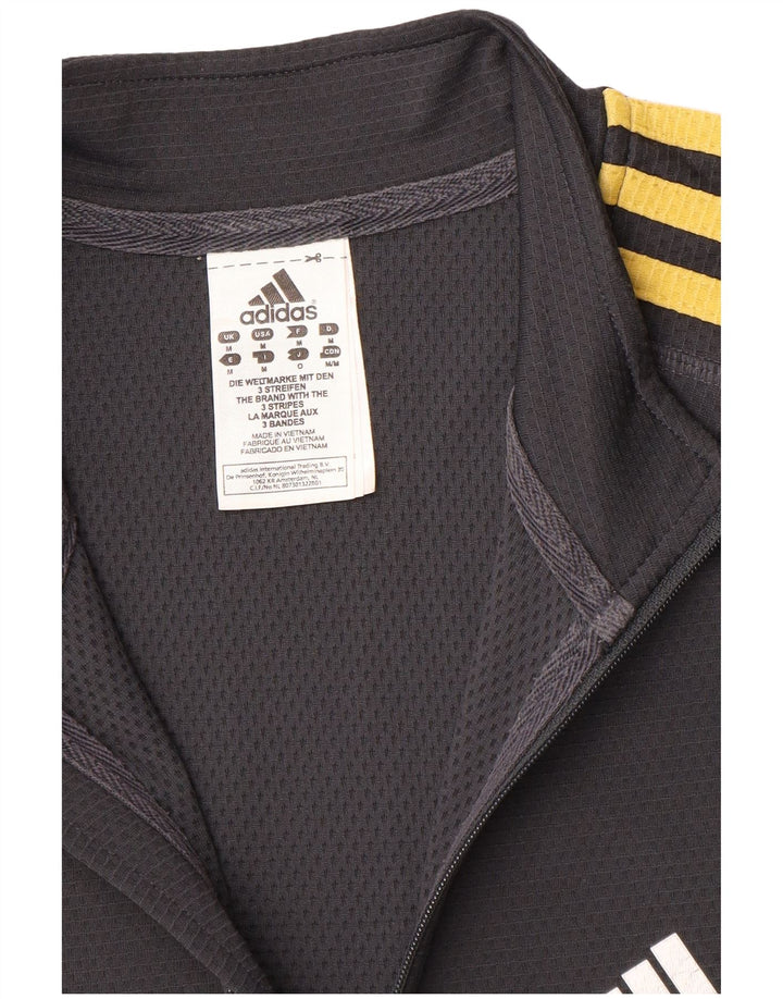Adidas Mens Climalite Zip Neck Pullover Treino Top Cinza Médio Poliéster