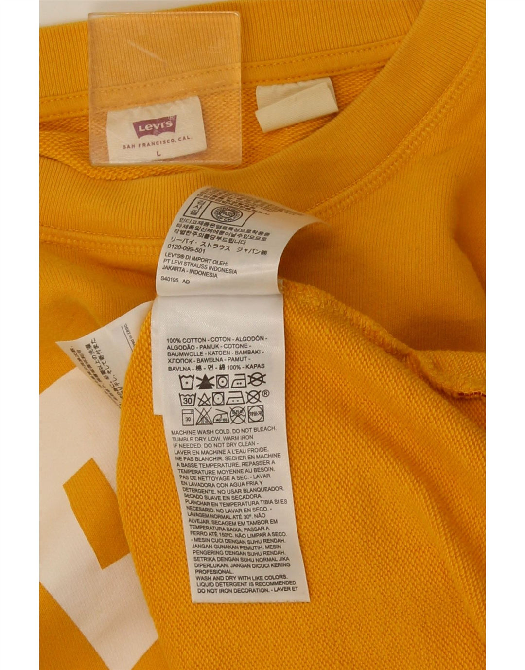 Suéter gráfico feminino Levi's UK 16 grande algodão amarelo