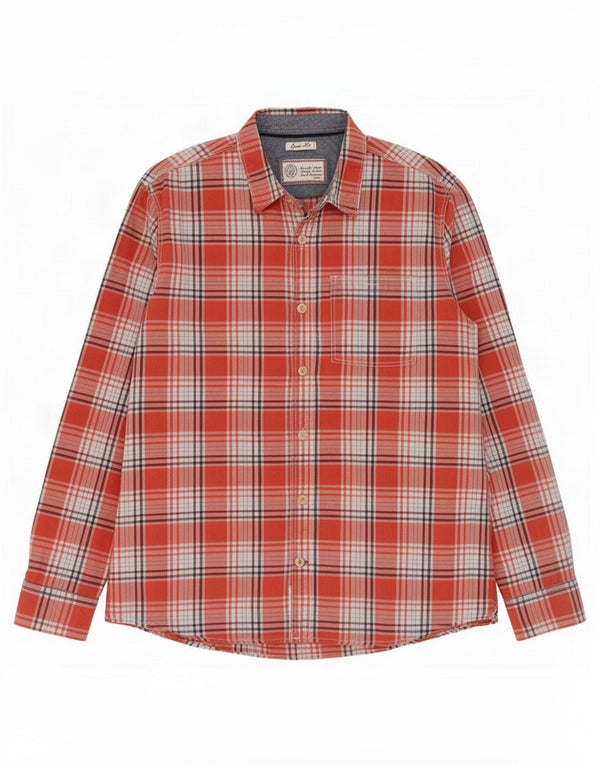 Fat Face Mens Classic Fit Camisa XL Vermelho Xadrez Algodão