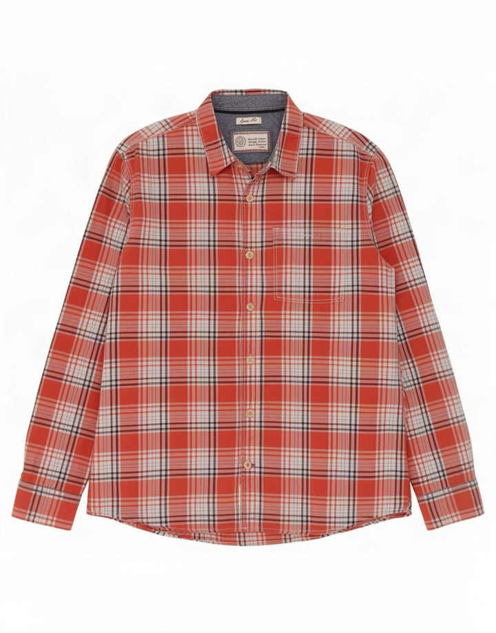 Fat Face Mens Classic Fit Camisa XL Vermelho Xadrez Algodão