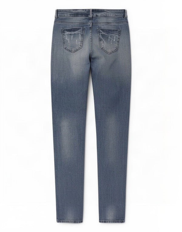 Jeans feminino Marks & Spencer Girlfriend Slim UK 10 pequeno W30 L31 azul