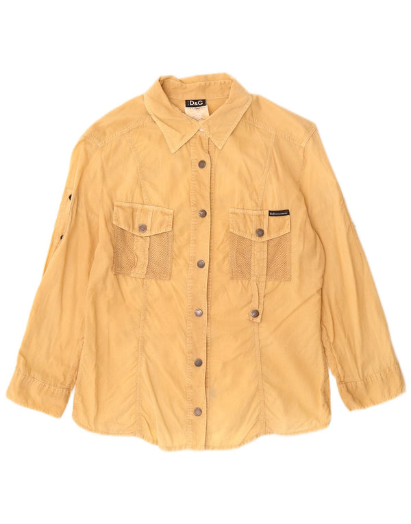 Camisa feminina DOLCE & GABBANA UK 14 grande algodão bege