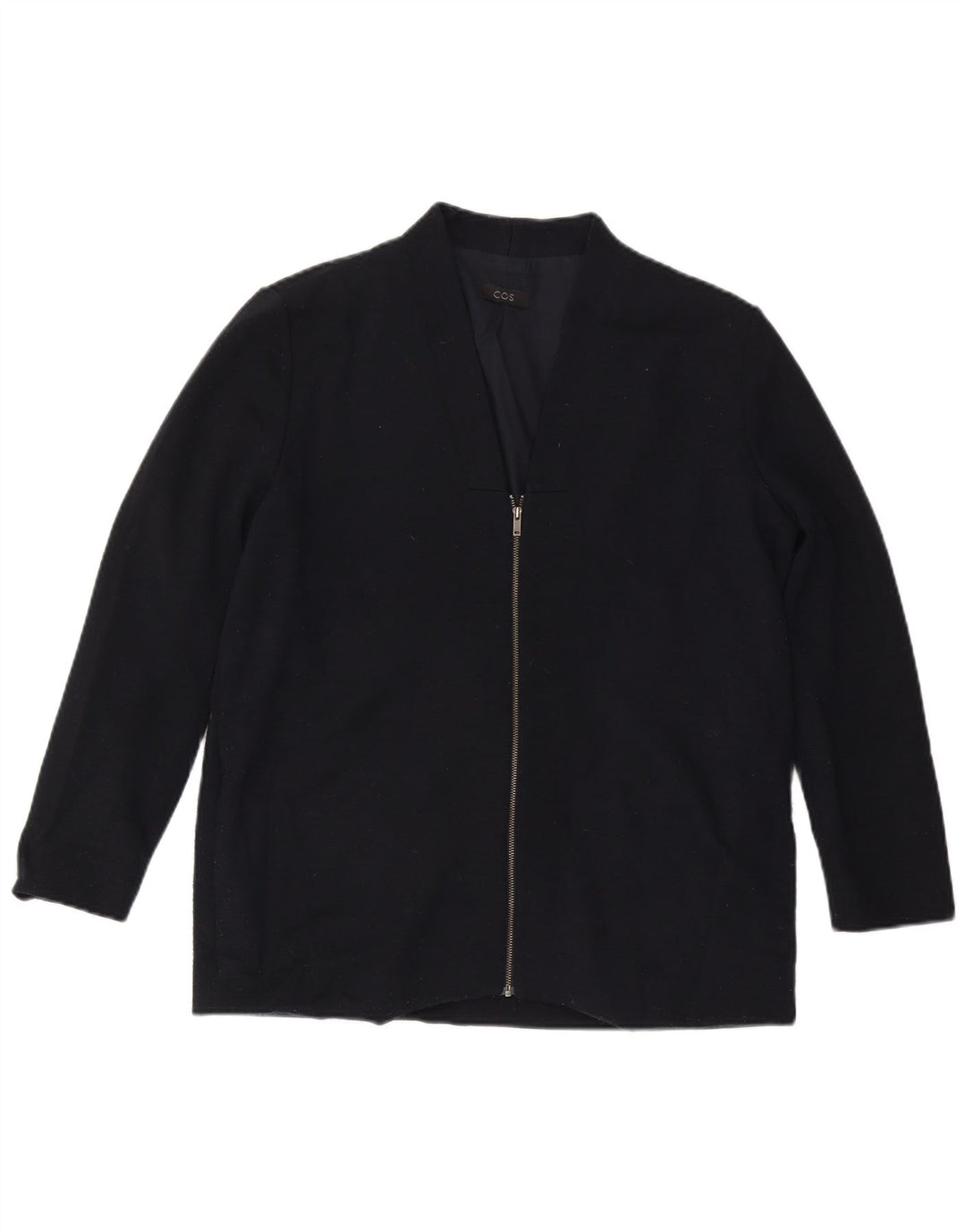 Jaqueta bomber feminina COS Reino Unido 14 grande lã azul marinho