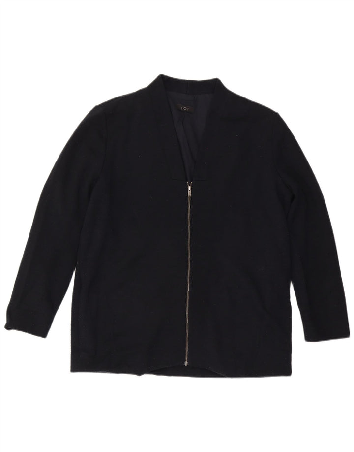 Jaqueta bomber feminina COS Reino Unido 14 grande lã azul marinho
