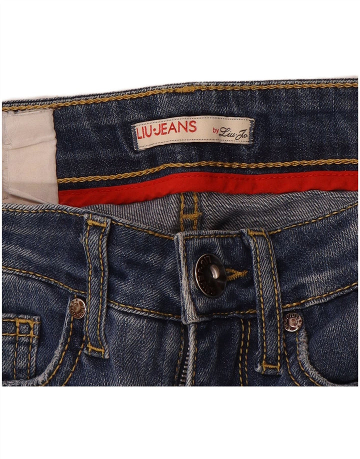 Liu Jo Jeans feminino cortado desgastado W24 L24 azul