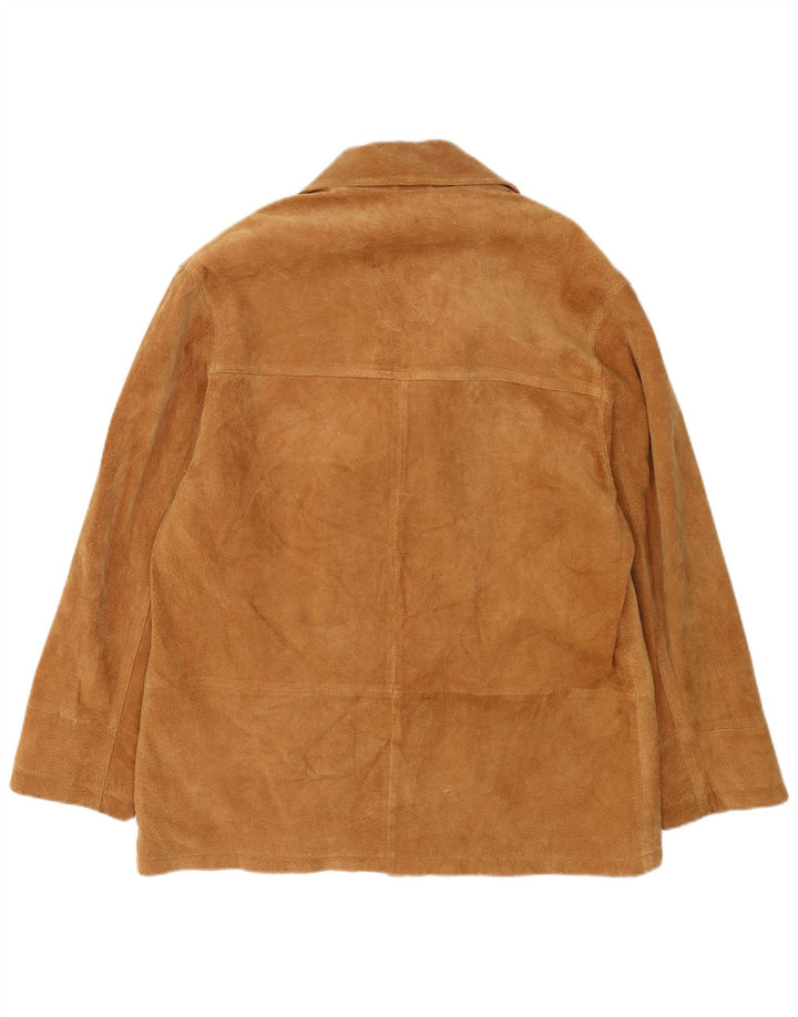 Jaqueta blazer masculina vintage de camurça com 3 botões IT 52 XL couro marrom