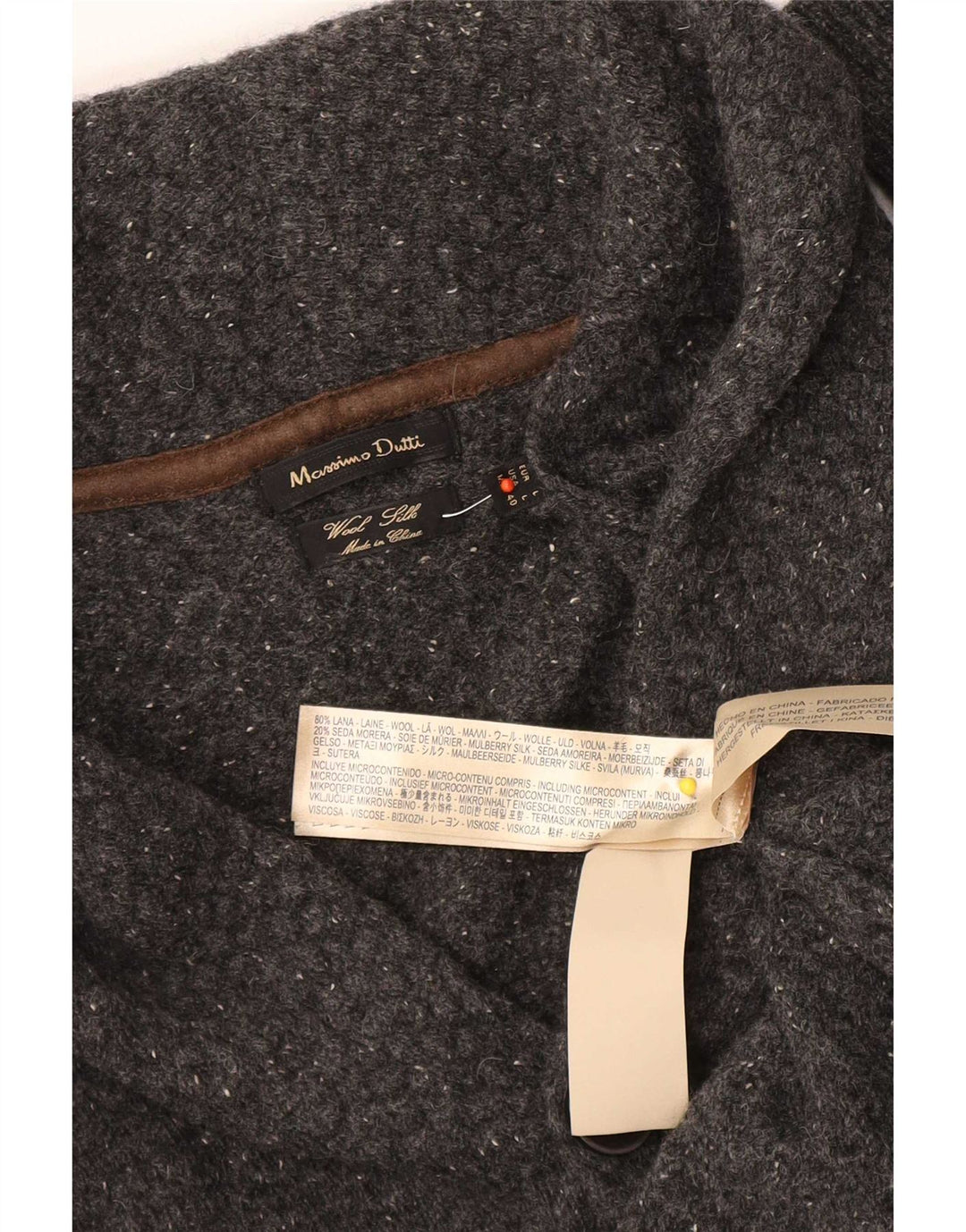 Suéter cardigã masculino Massimo Dutti grande lã cinza