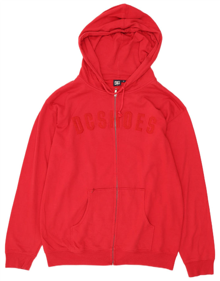Suéter DC masculino com capuz e zíper gráfico médio algodão vermelho