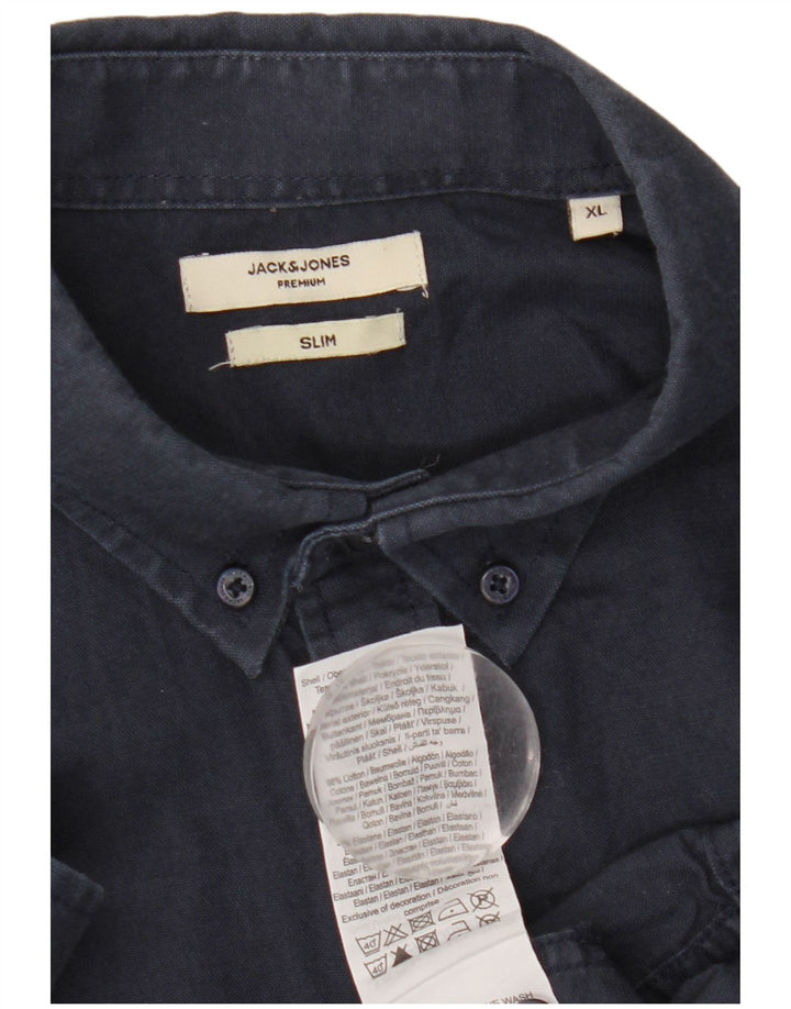 Camisa Slim Masculina Jack & Jones XL Azul Marinho Algodão