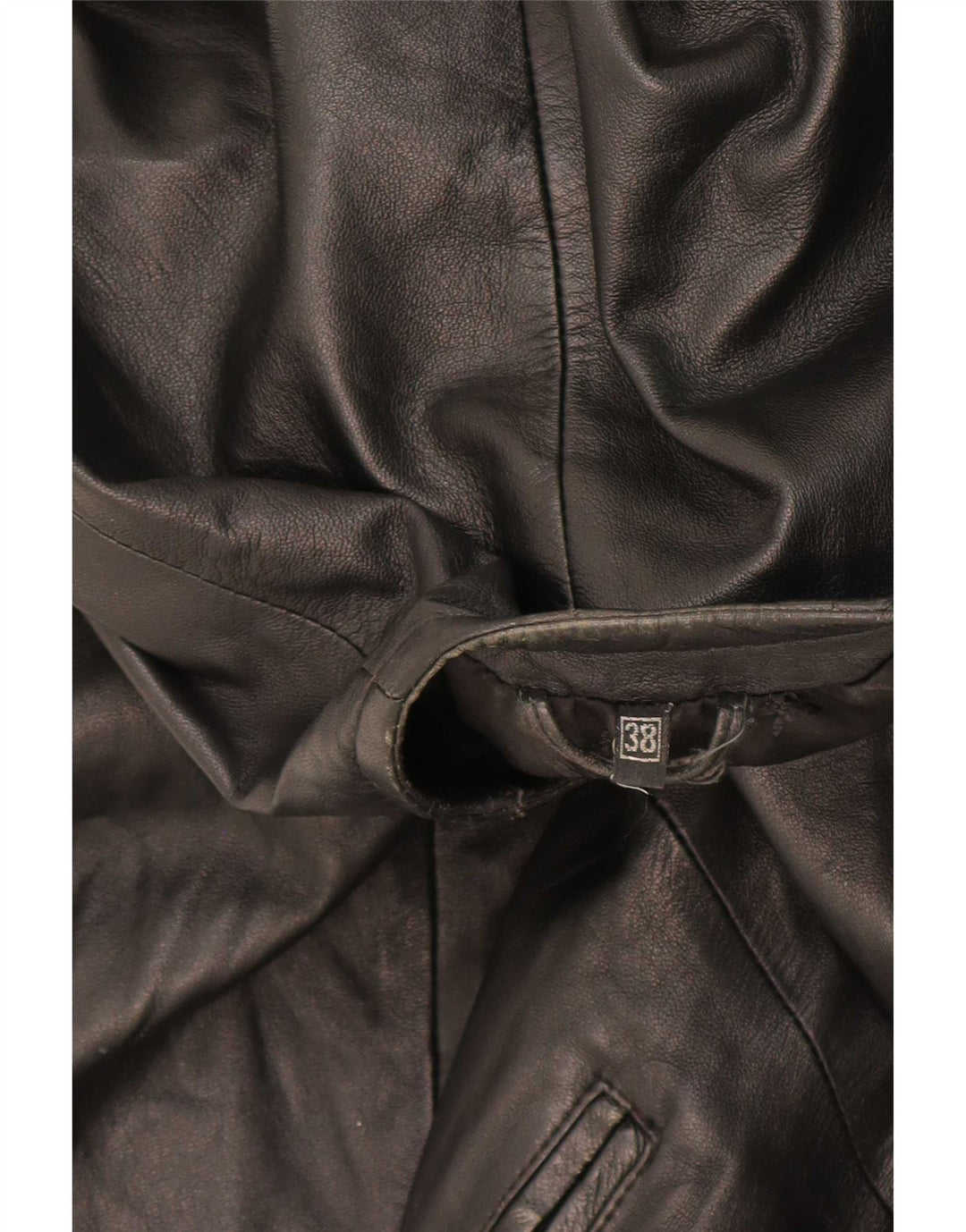 Casaco de couro superdimensionado vintage feminino EU 38 médio preto