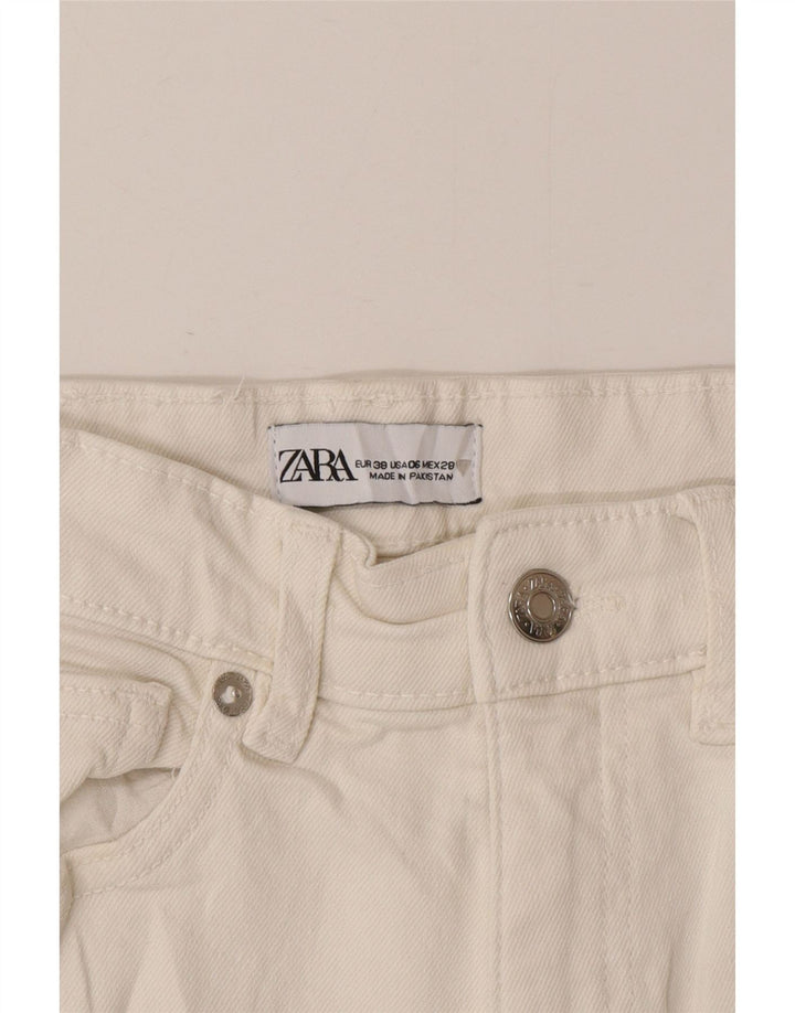 Zara Jeans feminino cintura alta bootcut UE 38 pequeno W28 L25 branco