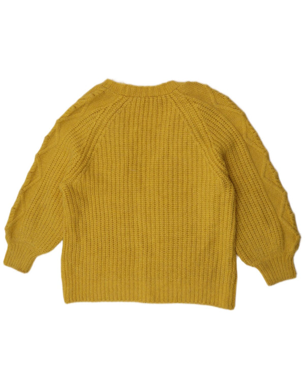 Suéter cardigã aberto feminino Marks & Spencer Reino Unido 16 grande acrílico amarelo