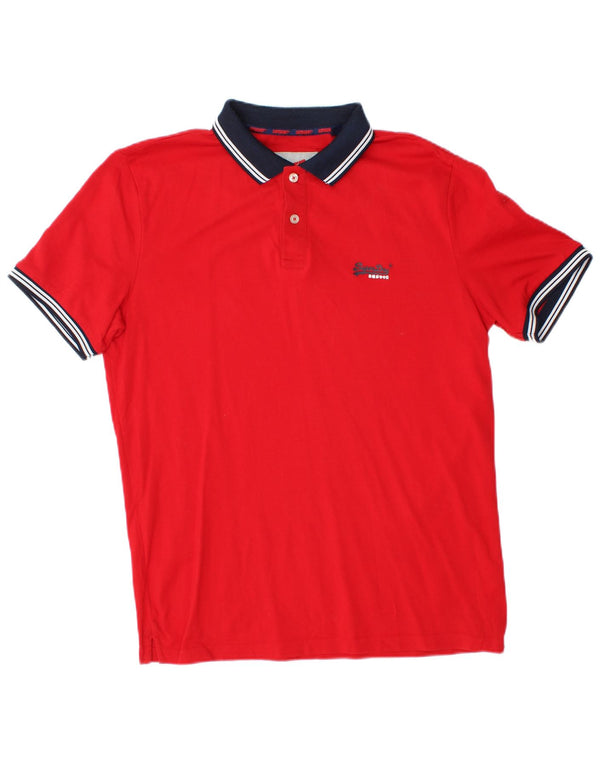 Camisa polo masculina Superdry Rugby grande algodão vermelho