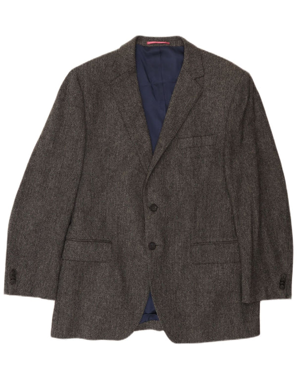 Jaqueta blazer masculina de 2 botões Gant IT 54 2XL lã espinha de peixe cinza
