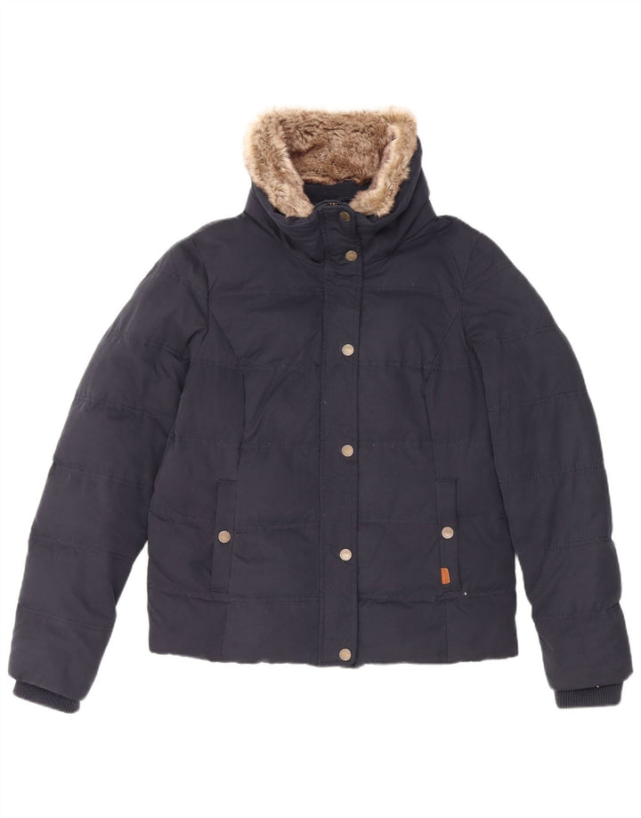 Jaqueta acolchoada feminina FAT FACE UK 12 poliéster azul marinho médio
