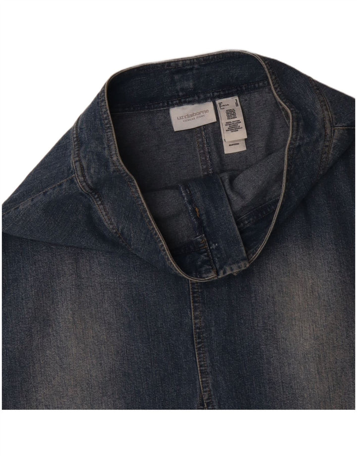 LIZ CLAIBORNE Saia jeans feminina UK 8 pequena W32 algodão azul