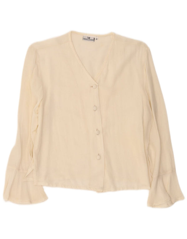 Blusa feminina Mirella Mori com ajuste relaxado Reino Unido 10 pequena off white viscose