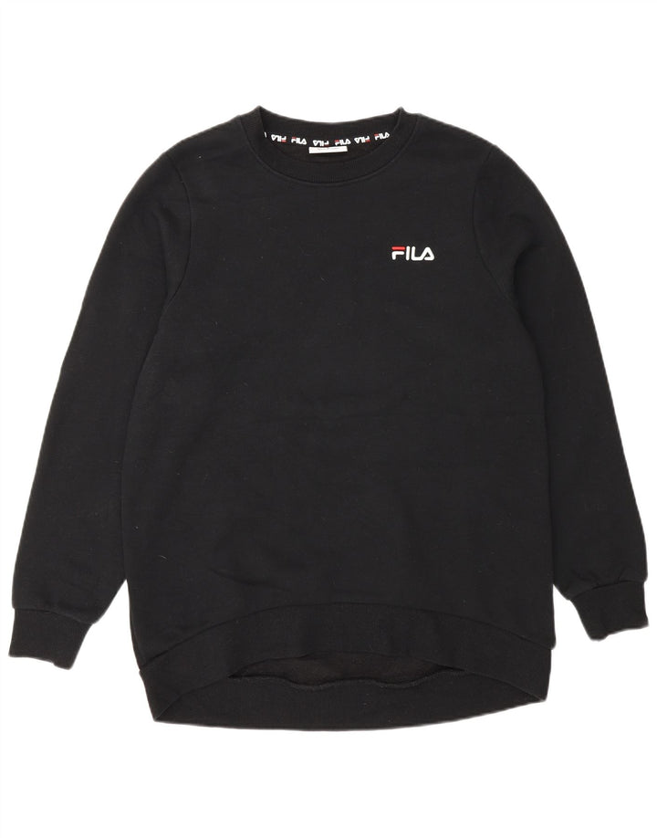 Fila moletom feminino jumper UK 10 pequeno algodão preto