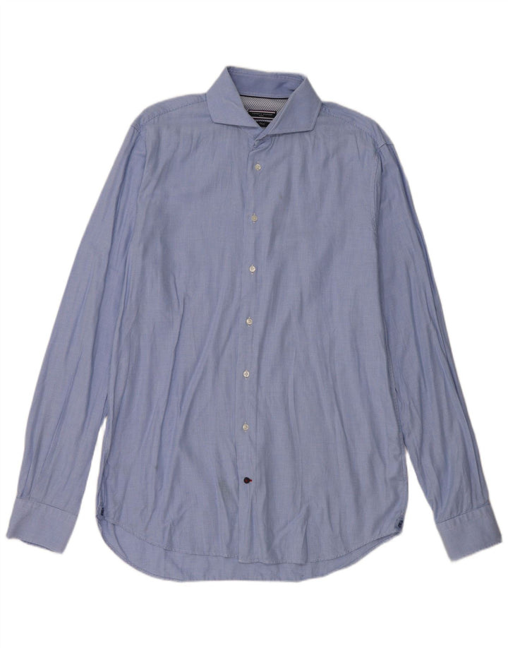 Camisa masculina Tommy Hilfiger tamanho 41 16 grande azul houndstooth algodão