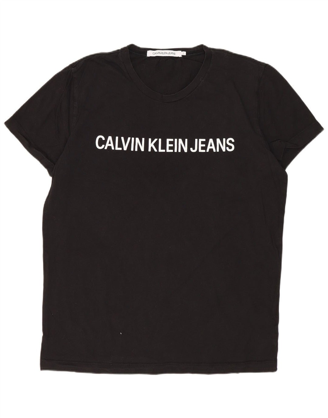 Camiseta masculina CALVIN KLEIN JEANS com estampa gráfica grande de algodão preto