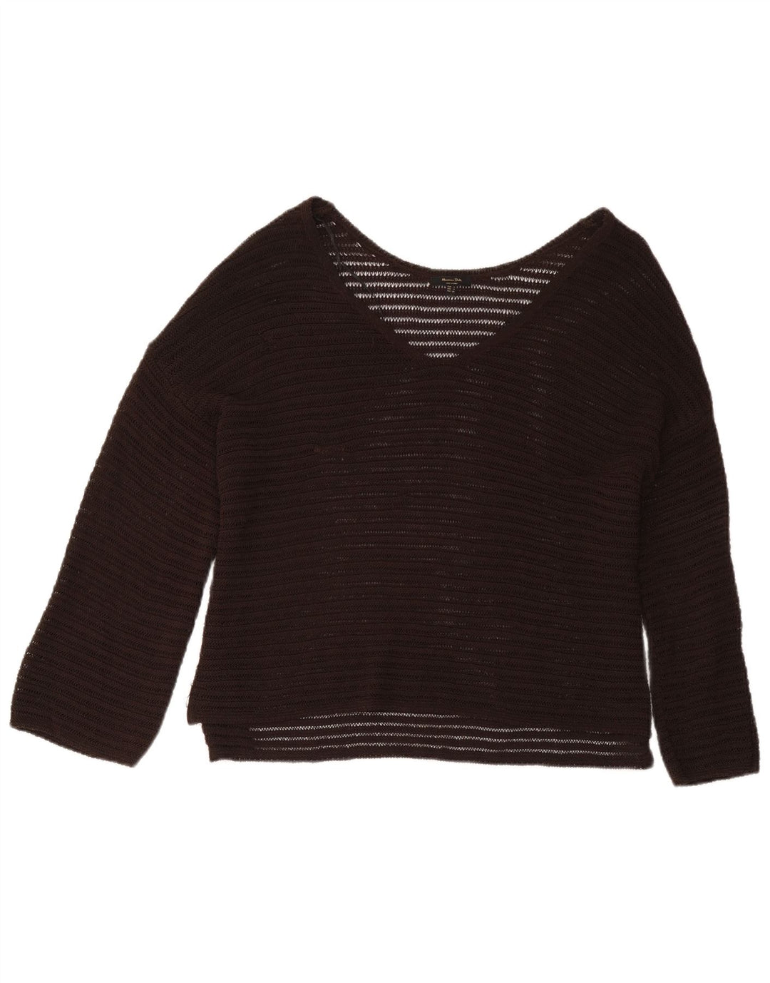 Blusa feminina de manga comprida grande Massimo Dutti Reino Unido 10 pequena marrom