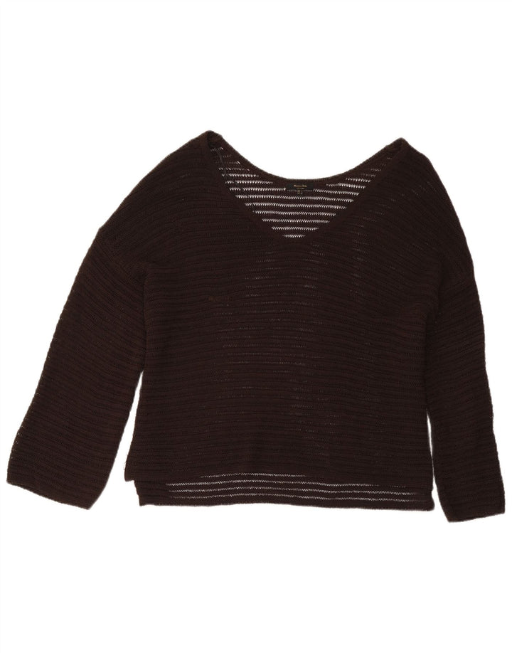 Blusa feminina de manga comprida grande Massimo Dutti Reino Unido 10 pequena marrom