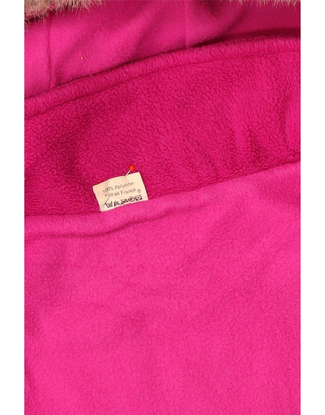 Jaqueta corta-vento vintage feminina com capuz grande UK 14 rosa médio