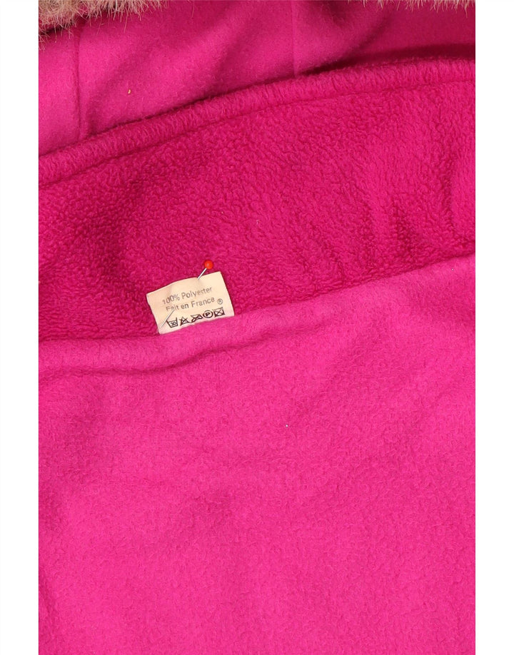 Jaqueta corta-vento vintage feminina com capuz grande UK 14 rosa médio