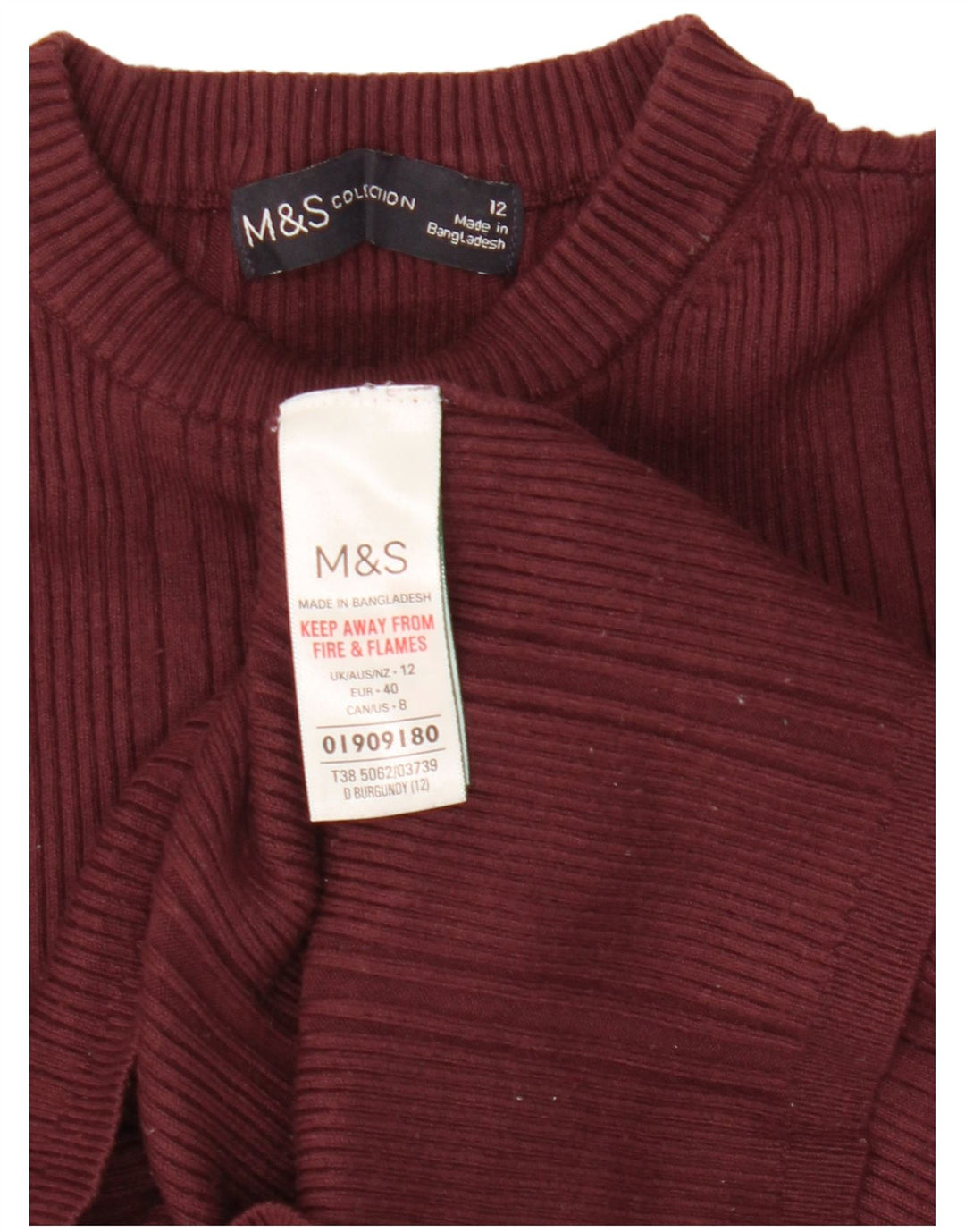 Suéter feminino Marks & Spencer com gola redonda Reino Unido 12 médio Borgonha